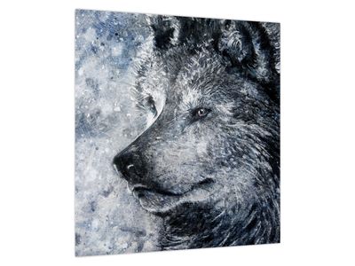 Glasschilderij - Beeldverhaal wolf