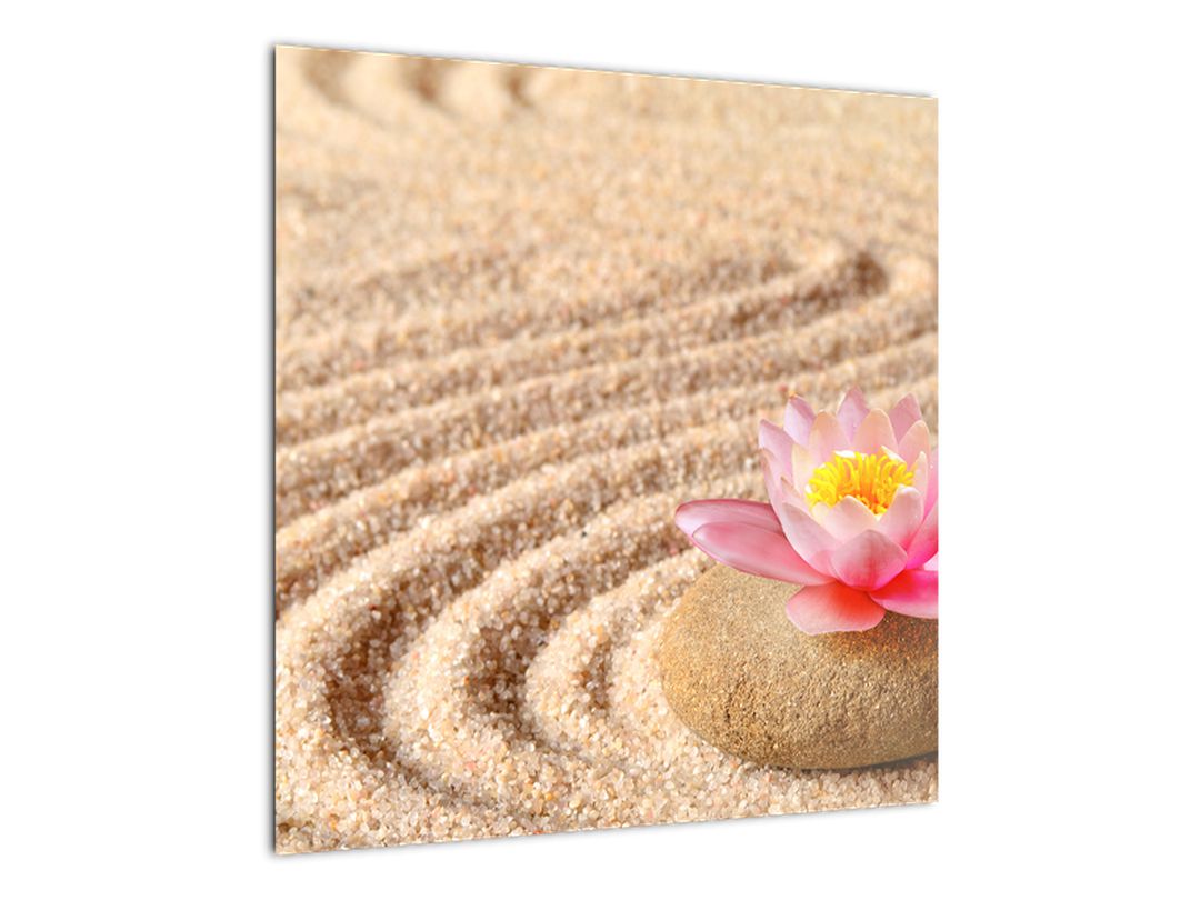 Tablou cu piatră și floare pe nisip (V020864V5050)
