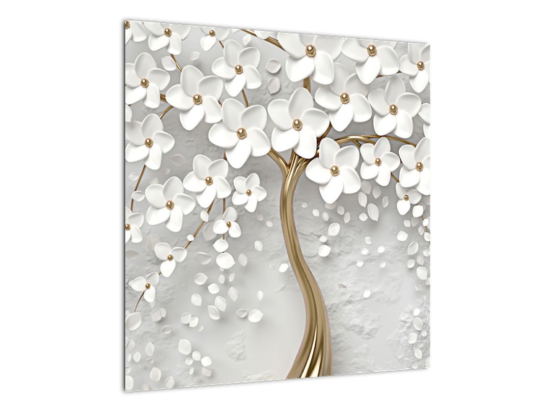 Obraz bílého stromu s květinami (V020977V5050)
