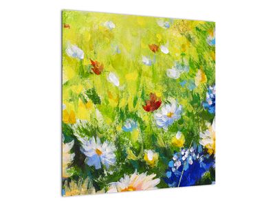 Schilderij - Weilanden in bloei, olieverfschilderij