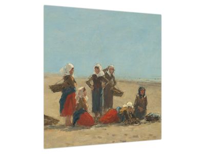 Obraz - Eugène Boudin, Women on the Beach at Berck, reprodukcia