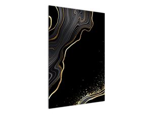 Schilderij - Zwart marmer met gouden structuur