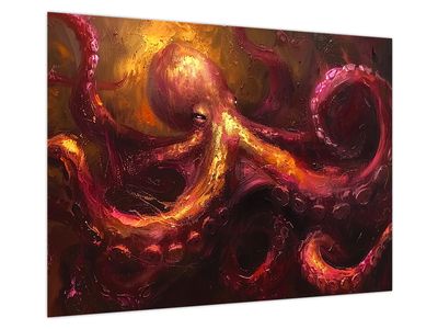 Bild auf Leinwand - Oktopus, Ölgemälde