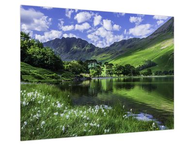 Bild auf Leinwand - Landschaft mit See