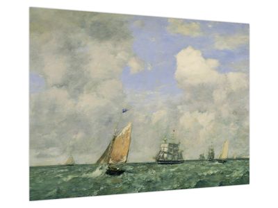 Obraz - Eugène Boudin, Ships and Sailing Boats Leaving Le Havre, reprodukcia