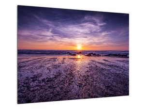 Sklenený obraz pláže - západ slnka