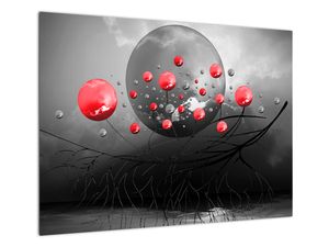 Steklena slika rdečih abstraktnih krogel