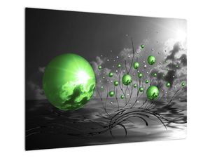 Steklena slika zelenih abstraktnih krogel