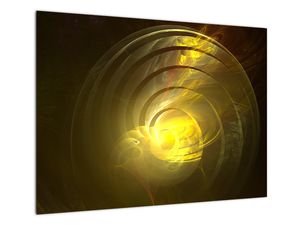 Staklena slika žute apstraktne spirale