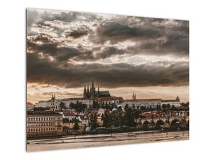 Sklenený obraz - zamračená Praha