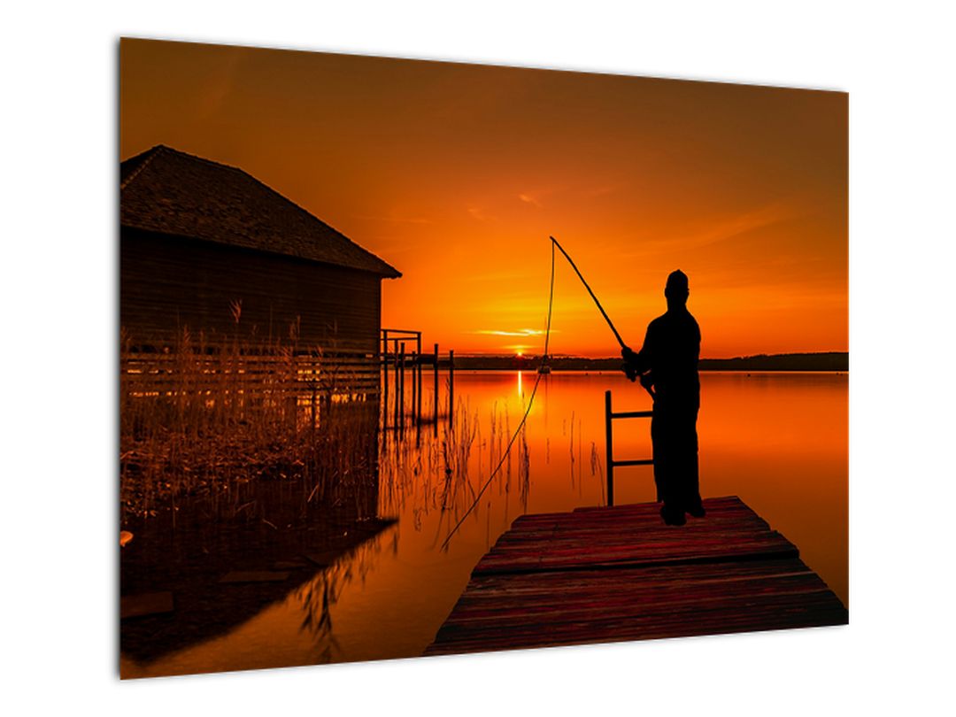 Skleněný obraz rybáře (V020264V7050GD)