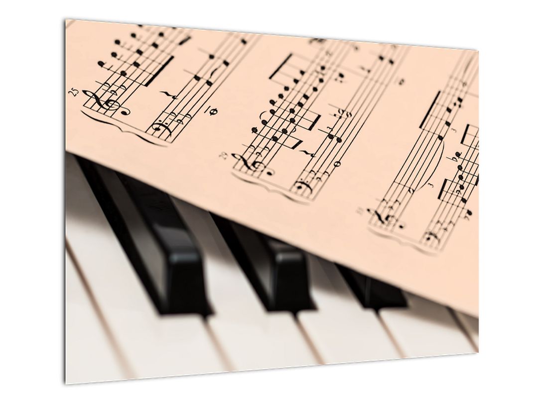 Skleněný obraz klavíru s notami (V020365V7050GD)