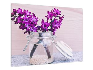 Skleněný obraz fialových květin