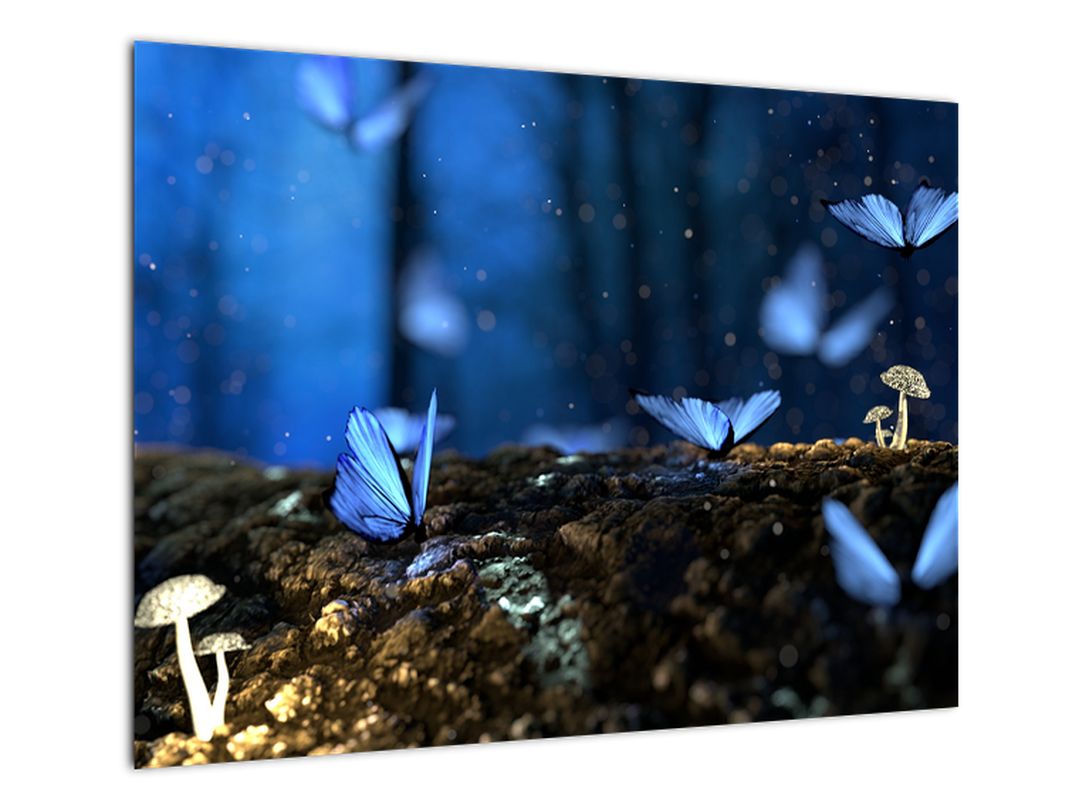 Skleněný obraz modrých motýlů (V020434V7050GD)