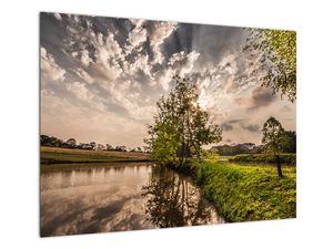 Glasbild der Natur mit Strahlen