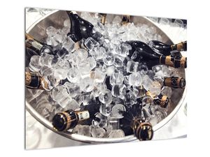 Sklenený obraz - šampanské v ľade