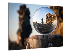 Glasschilderij - Landschap en vergrotingsglas