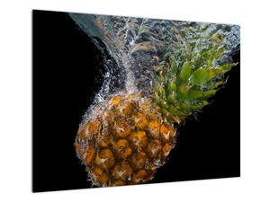 Steklena slika ananasa v vodi