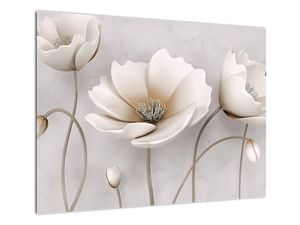 Sklenený obraz bielych kvetín (V020898V7050GD)