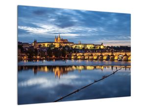 Steklena slika Praškega gradu in Karlovega mosta