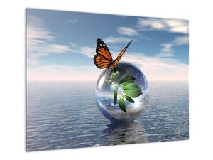 Steklena slika metulja na stekleni krogli