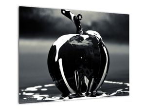 Staklena slika crne jabuke