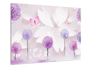 Glasschilderij - Rivier van bloemen