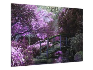 Sklenený obraz fialové záhrady