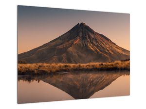 Obraz na szkle odbicia góry Taranaki, Nowa Zelandia