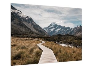 Skleněný obraz - Chodník v údolí hory Mt. Cook