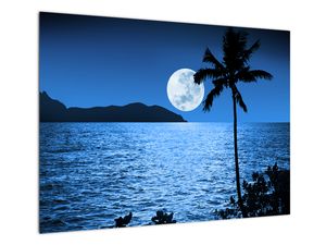 Skleněný obraz - Měsíc nad mořskou hladinou