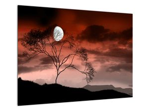 Steklena slika - Luna, ki sveti v noč