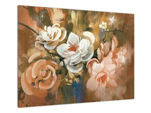 Skleněný obraz - Malovaná kytice květin