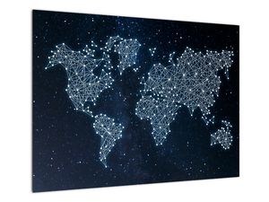 Tablou pe sticlă - Harta lumii cu stele