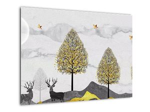 Skleněný obraz malovaných jelenů
