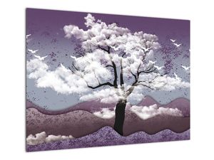 Sklenený obraz - Strom v oblakoch