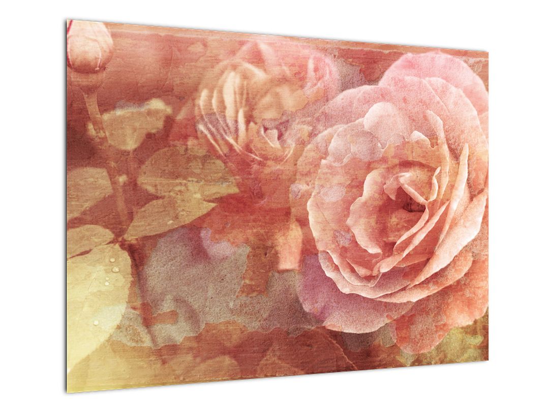 Tablou pe sticlă cu trandafir (V022255V7050GD)