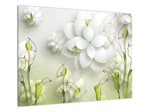 Staklena slika s cvijećem