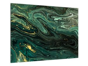 Glasschilderij -  Groene marmer