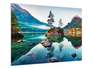 Steklena slika - Jezero Hintersee, Bavarske Alpe, Avstrija