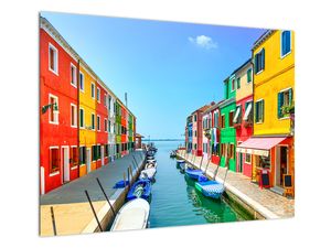 Skleněný obraz - Ostrov Burano, Benátky, Itálie