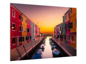 Glasschilderij - Zonsondergang, Burano eiland,Venetië, Italië