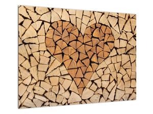 Sklenený obraz - Srdce z dreva