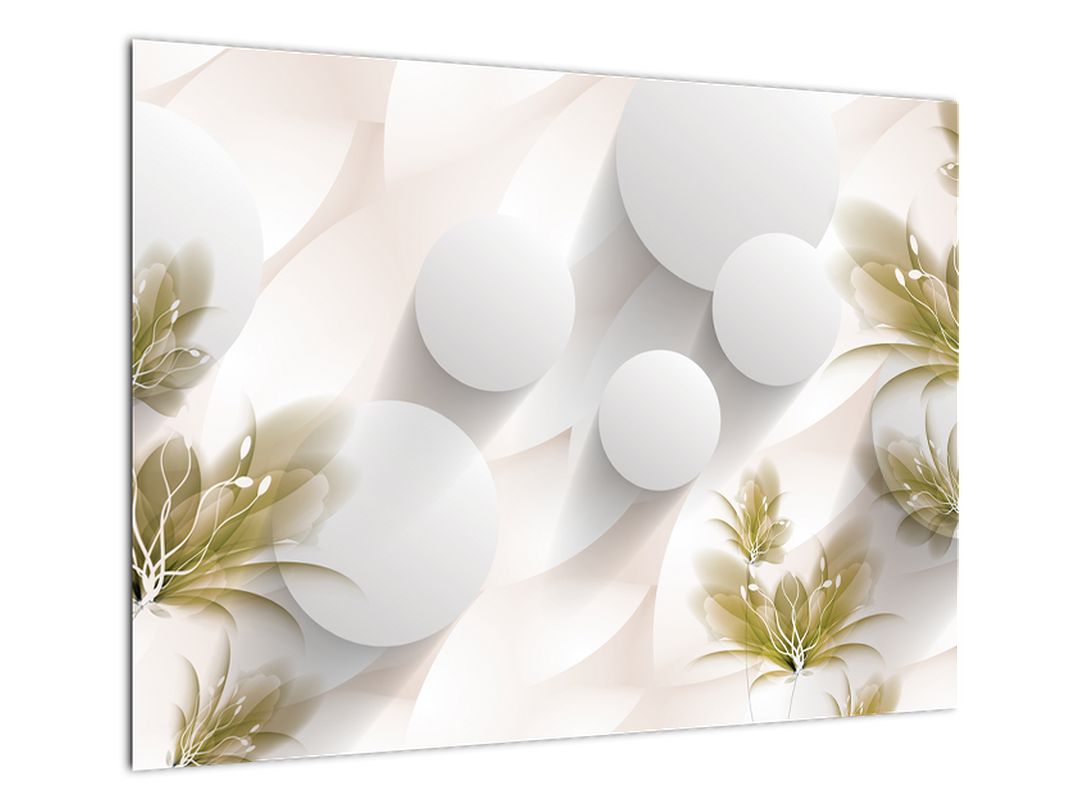 Tablou pe sticlă - 3D cercuri cu flori (V022764V7050GD)