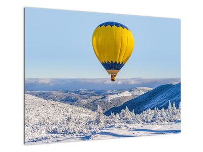 Skleněný obraz - Let nad zimní krajinou