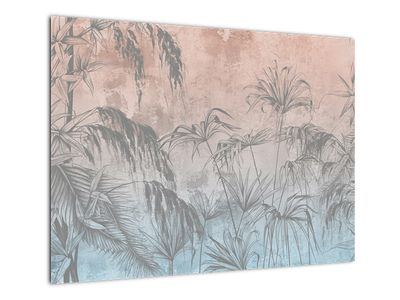 Skleněný obraz - Tropické rostliny na zdi