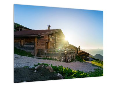 Skleněný obraz - Ráno v alpách, Tyrolsko