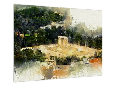 Skleněný obraz - Chrám Dia, Athény, Řecko