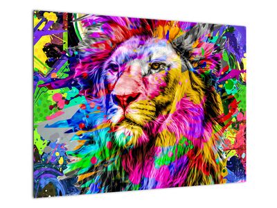 Skleněný obraz - 3D skleněný obraz lva