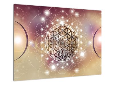Tablou pe sticlă - Mandala cu elemente
